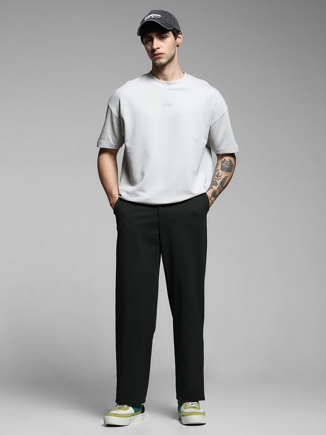 Olive Mid Rise Regular Fit Pants