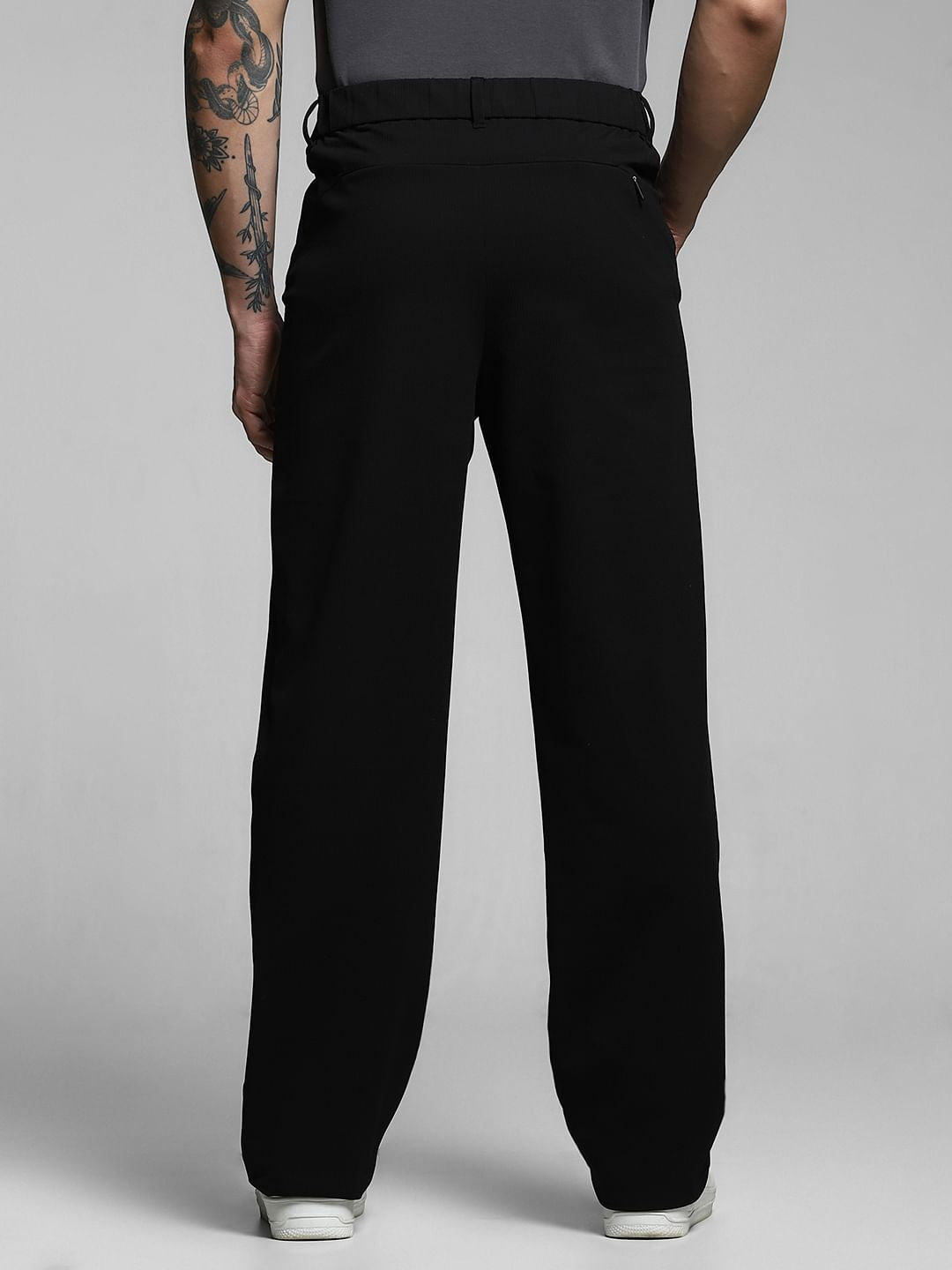 Black Mid Rise Regular Fit Pants