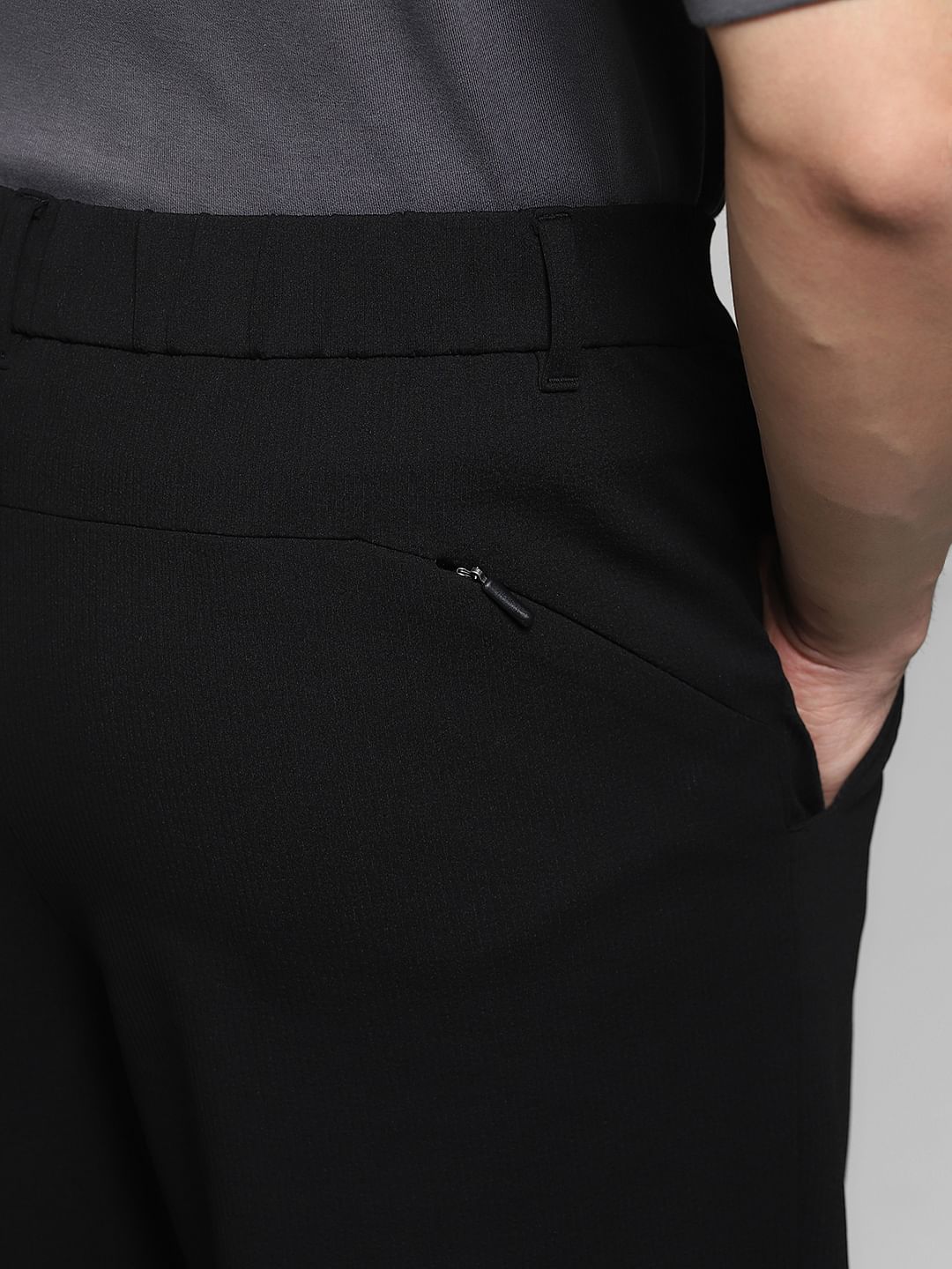 Black Mid Rise Regular Fit Pants