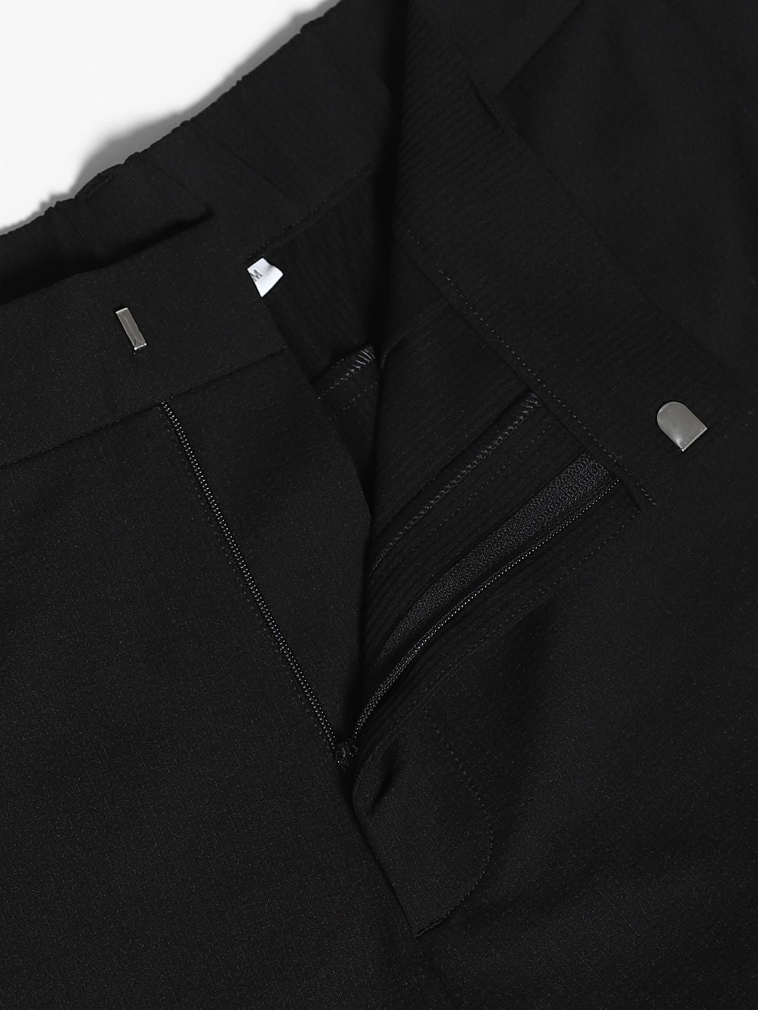 Black Mid Rise Regular Fit Pants