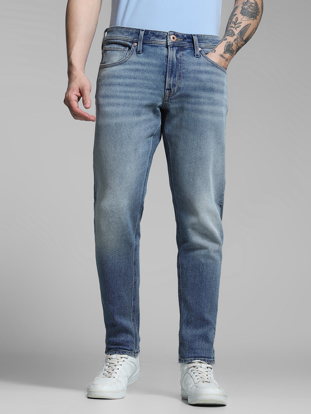 JACK&JONES Blue Brak Slim Fit Cropped Jeans