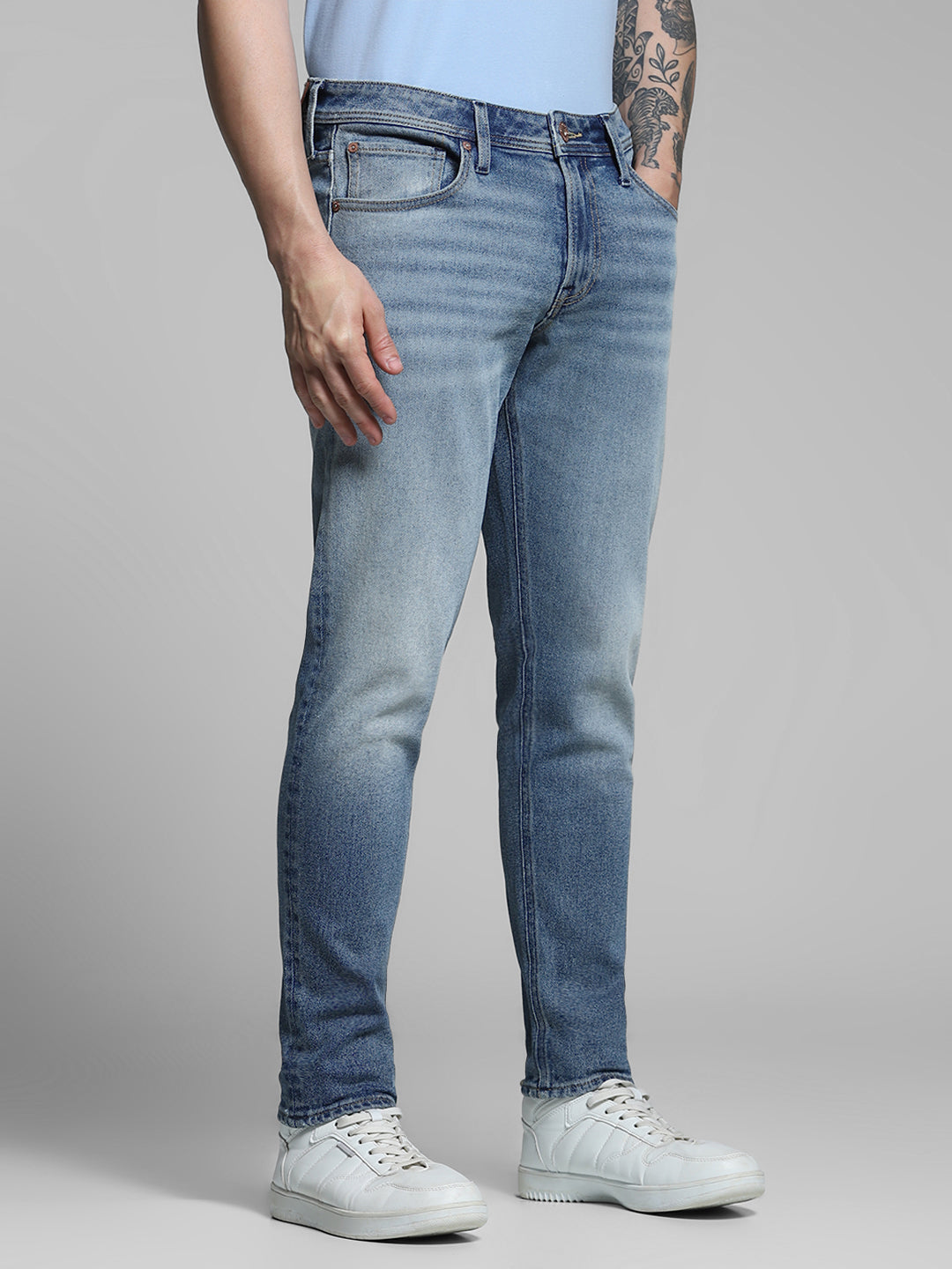 JACK&JONES Blue Brak Slim Fit Cropped Jeans