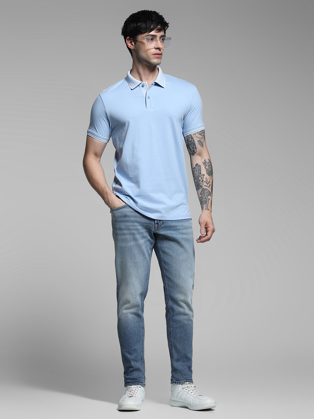 JACK&JONES Blue Brak Slim Fit Cropped Jeans