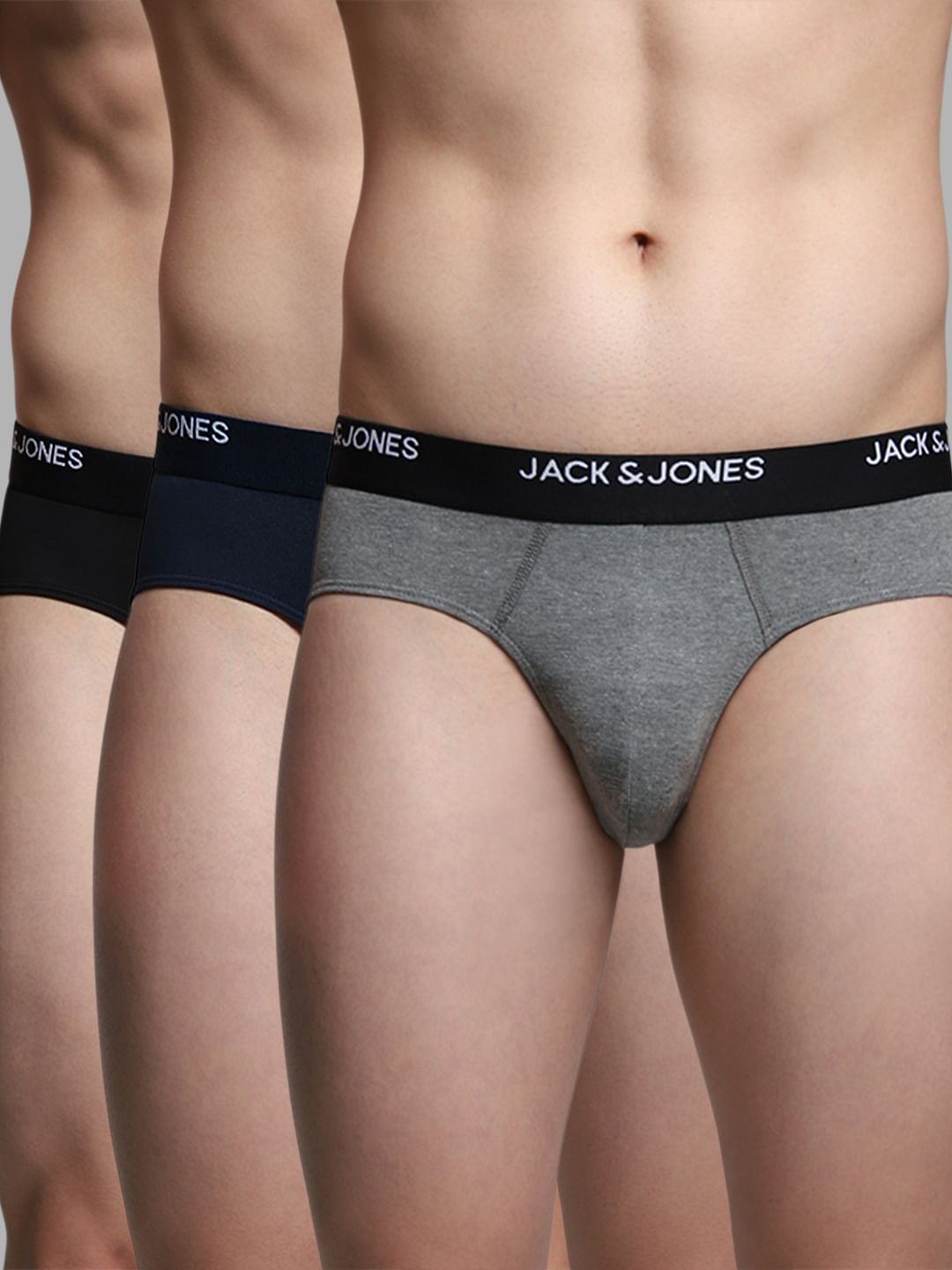 Pack of 3 Briefs - Blue, Grey, Black - S