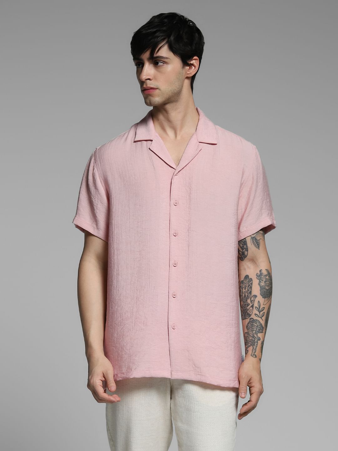 Pink Rayon Comfort Fit Shirt