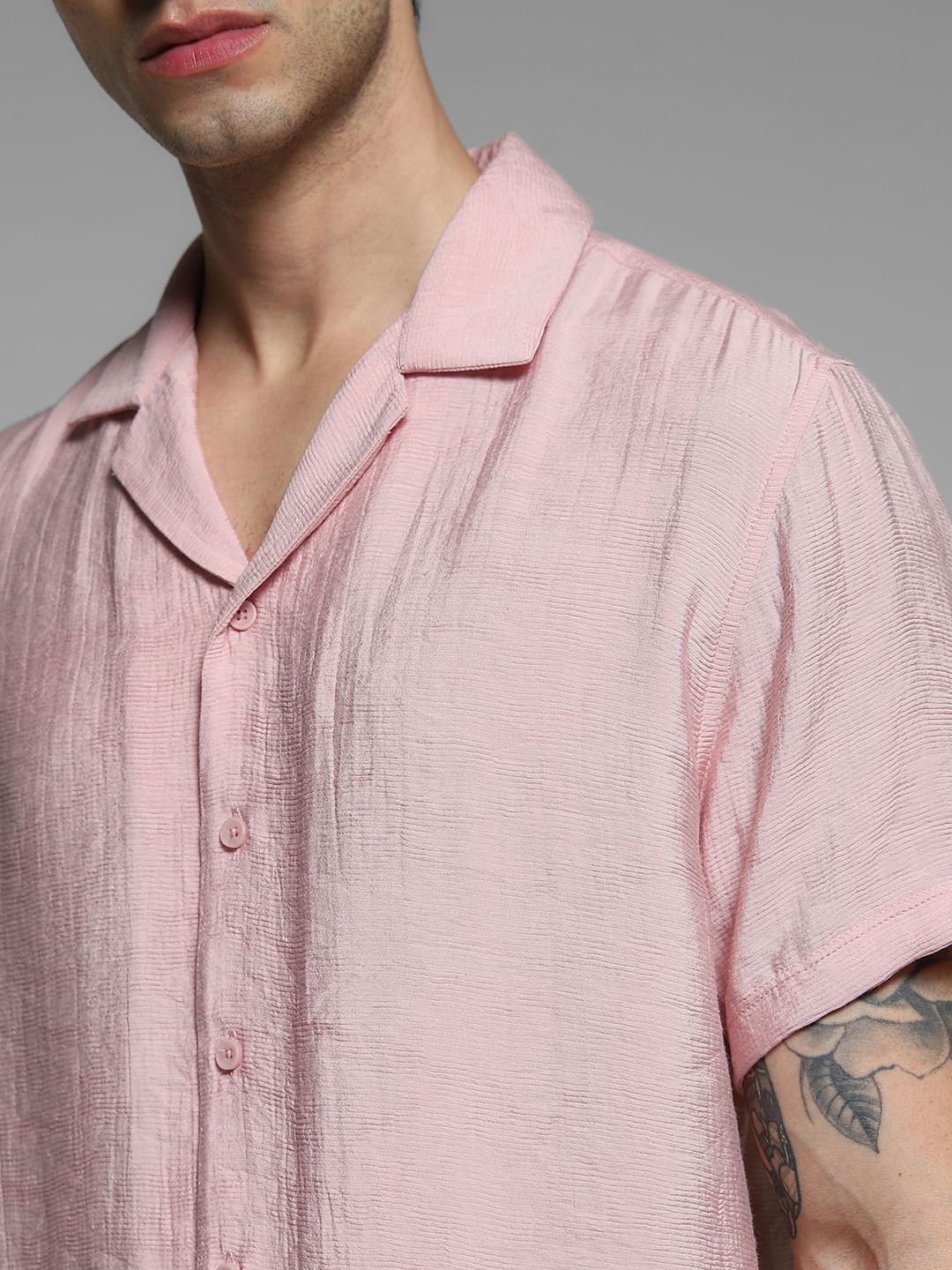50s marlboro cotton rayon shirt ベージュピンク Pink Rayon Comfort Fit Shirt