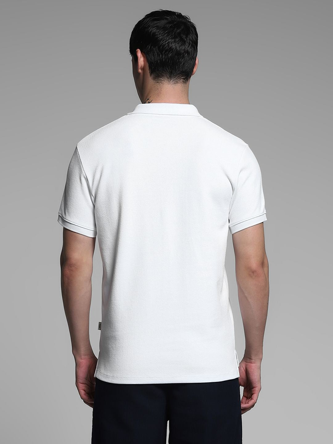 White Embroidered Pocket Polo