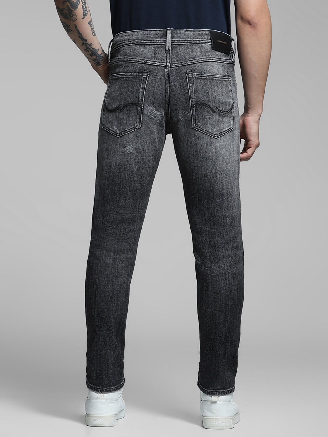 Men's Charcoal Slim Fit Low Rise Stretch Jeans