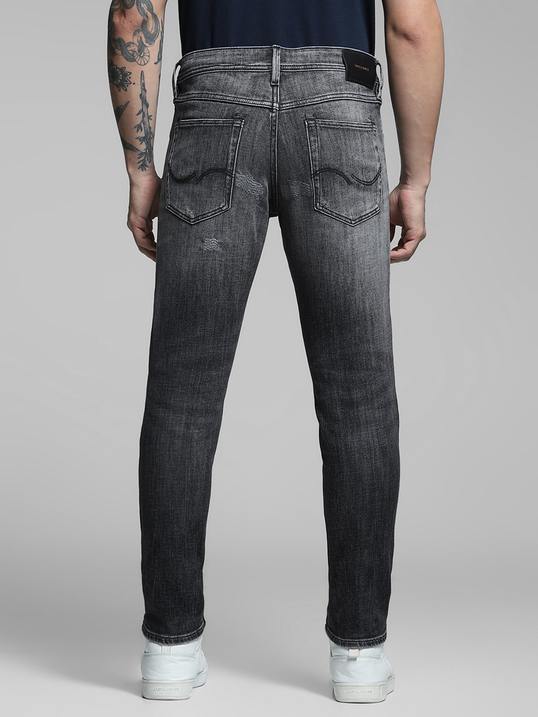 Men's Charcoal Slim Fit Low Rise Stretch Jeans