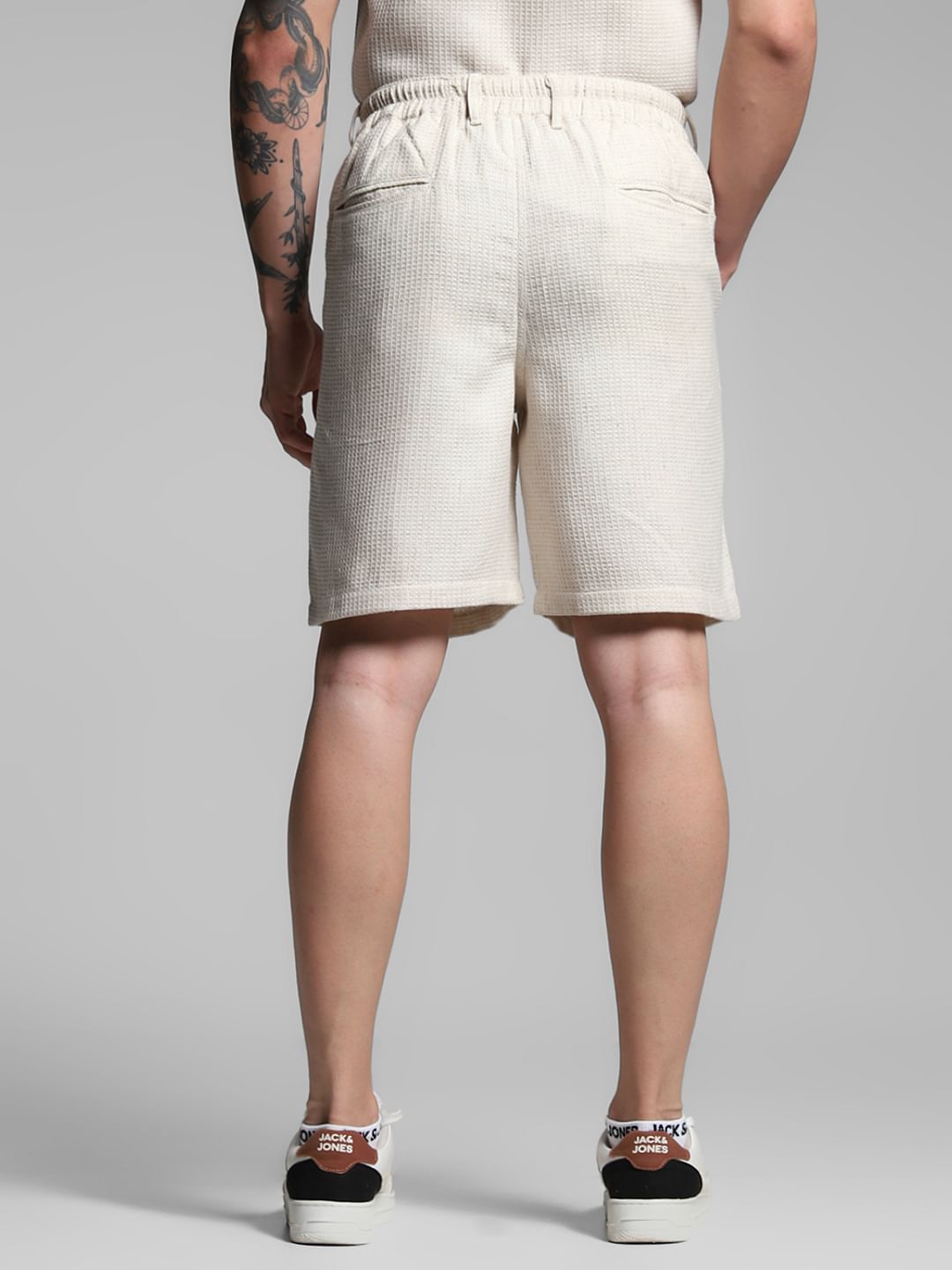 Ecru Waffle Textured Co-ord Set Shorts