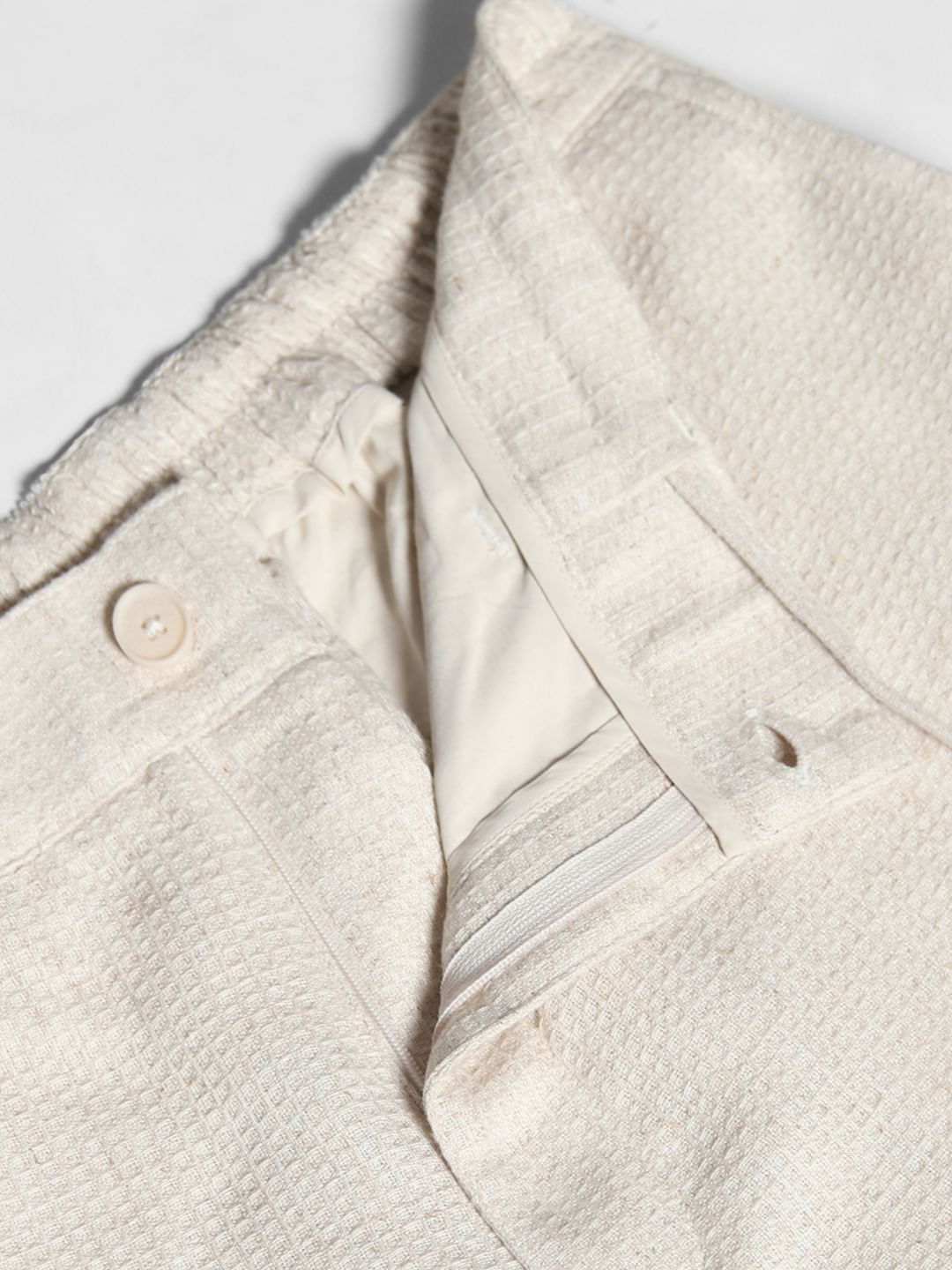 Ecru Waffle Textured Co-ord Set Shorts