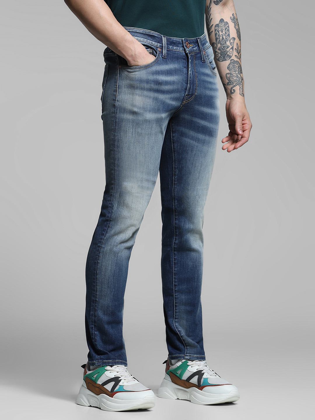 JACK&JONES Blue Low Rise Glenn Slim Fit Jeans