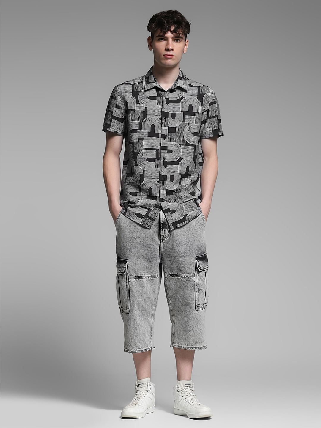 Black Abstract Print Shirt