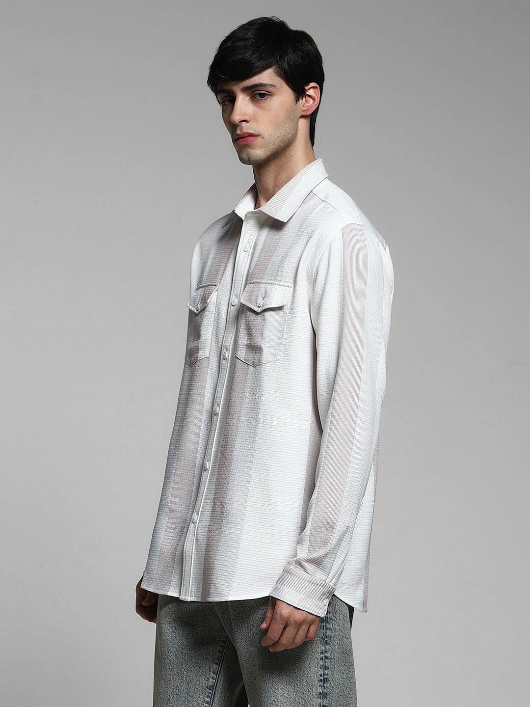 White Striped Regular Fit Shirt