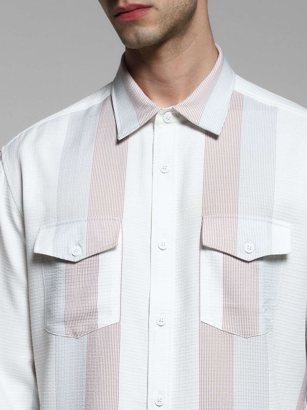 White Striped Regular Fit Shirt