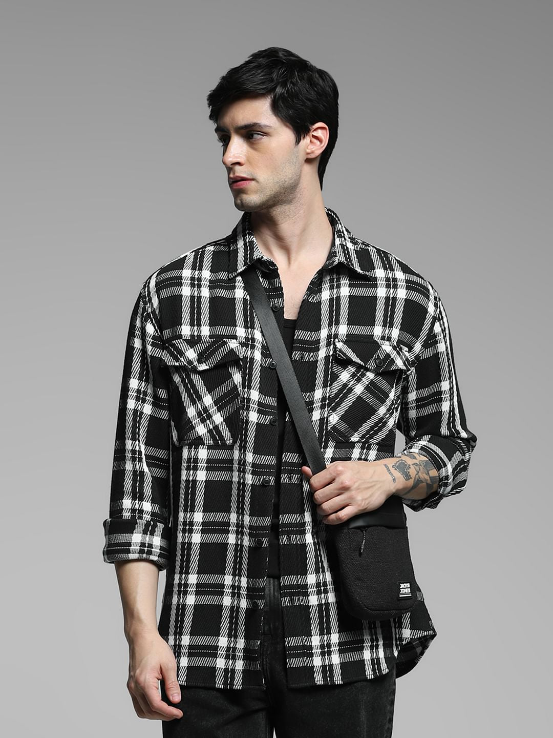 Black Check Print Shirt