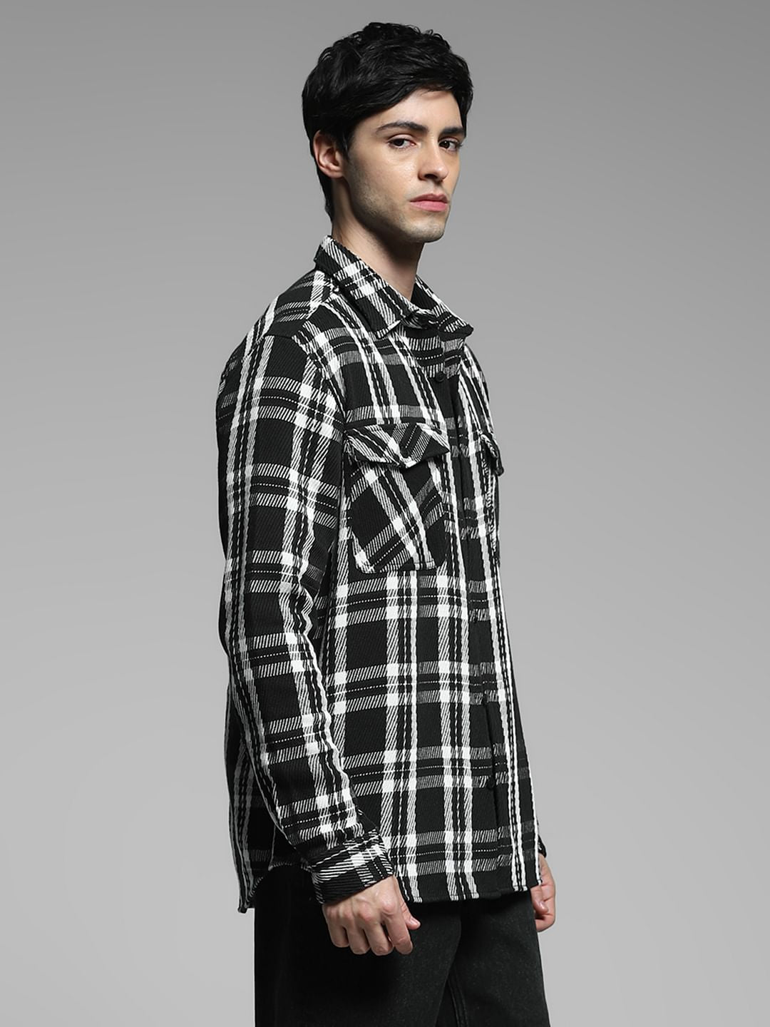 Black Check Print Shirt