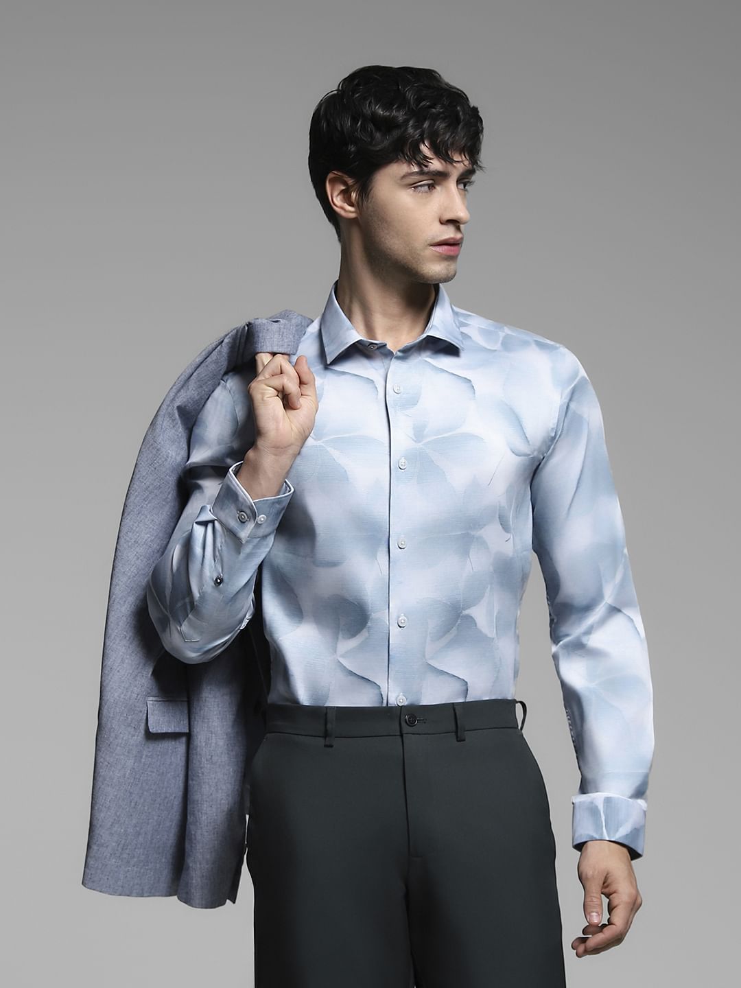 White Floral Print Cotton Shirt