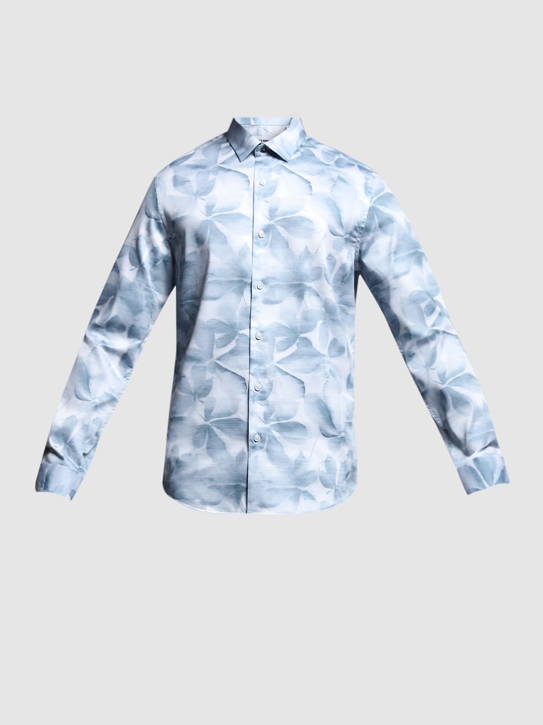 White Floral Print Cotton Shirt