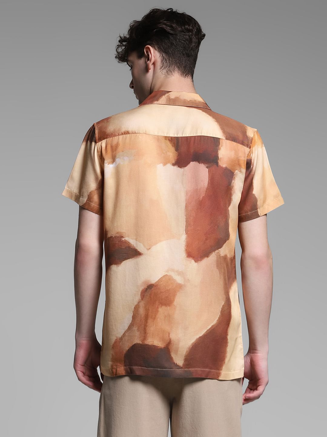 Brown Printed Lyocell Shirt