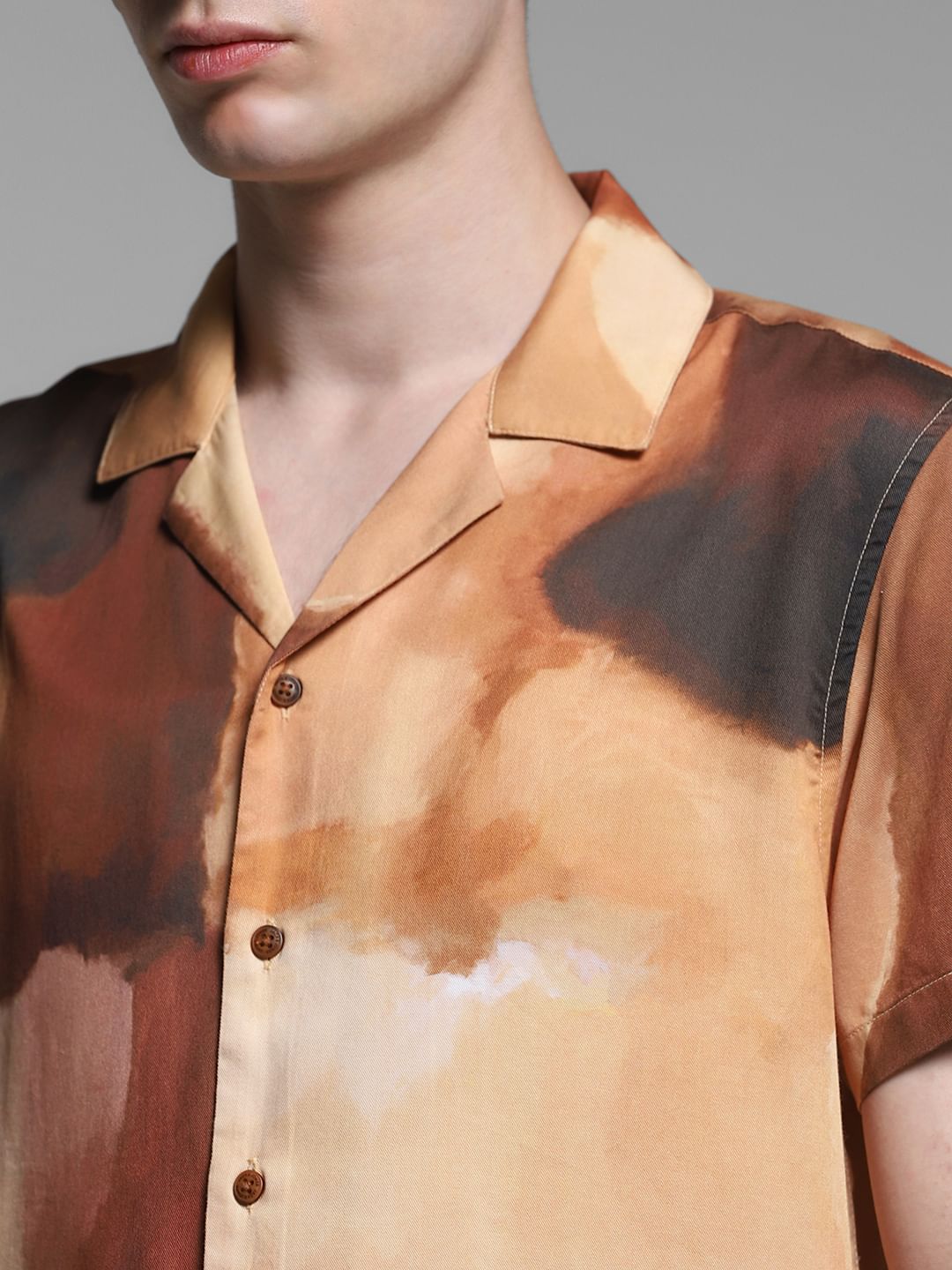 Brown Printed Lyocell Shirt