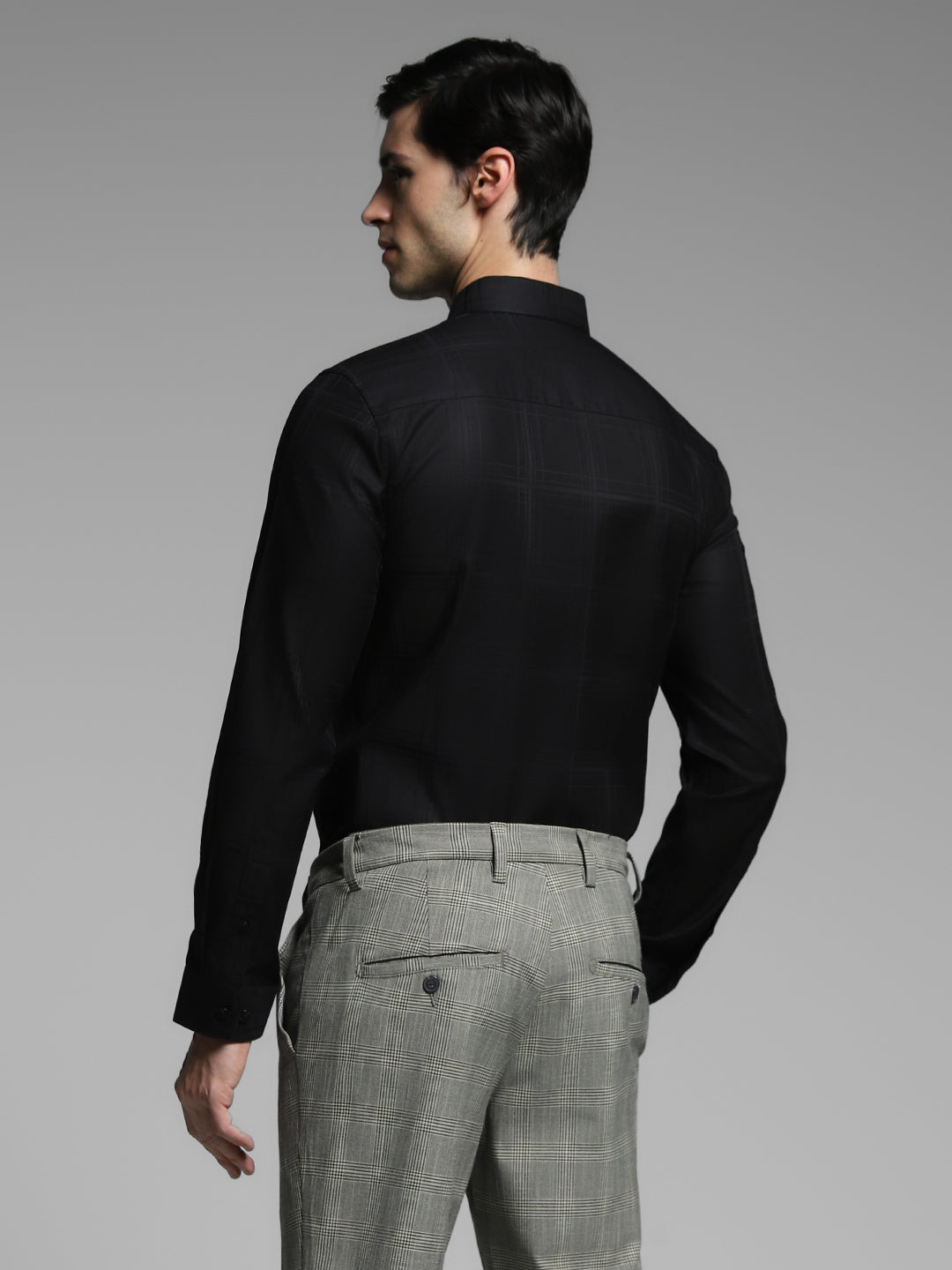Black Check Print Cotton Shirt