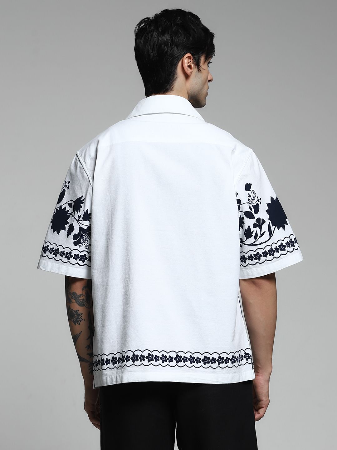 White Printed Oversized Shirt