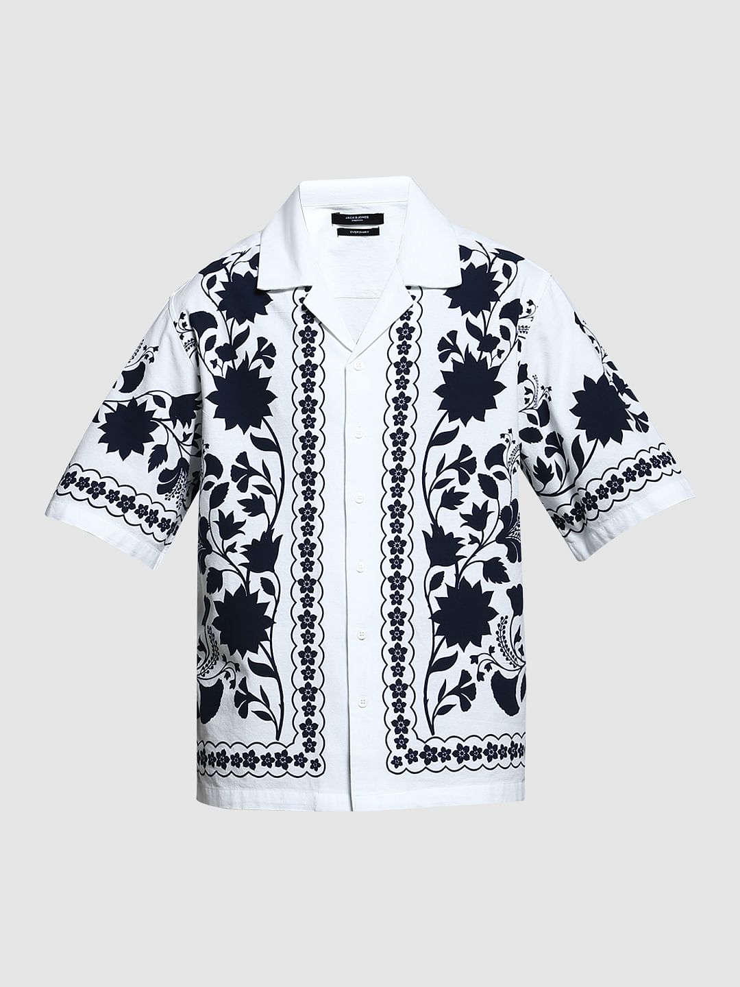 White Printed Oversized Shirt