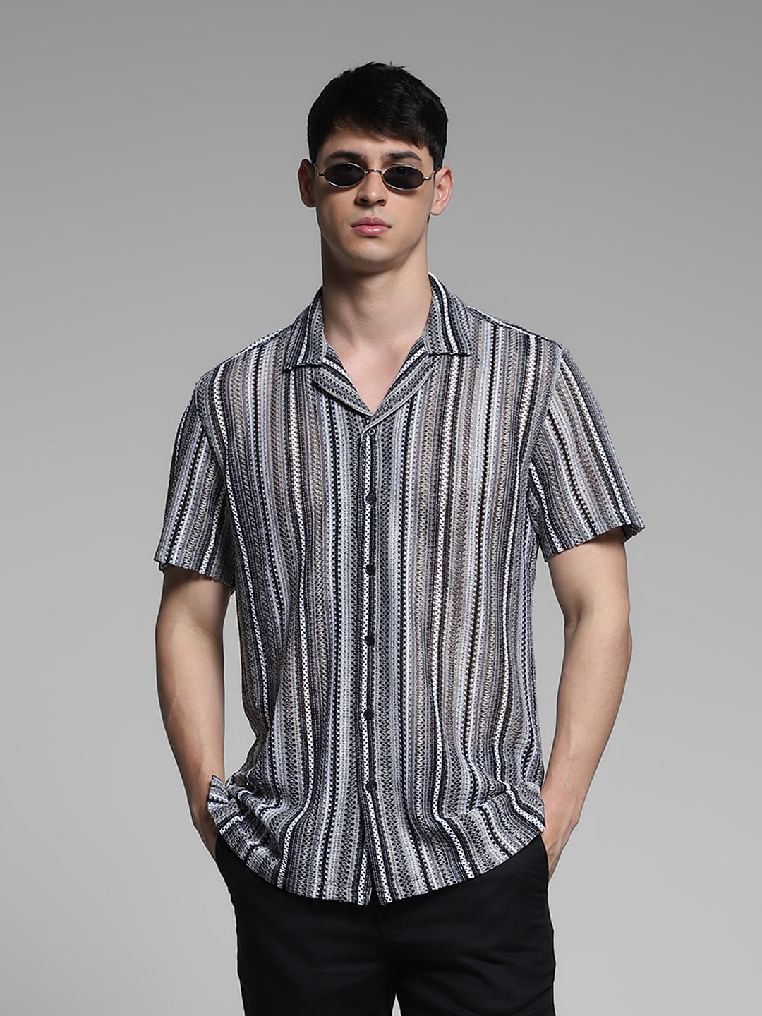 Black Striped Cotton Shirt