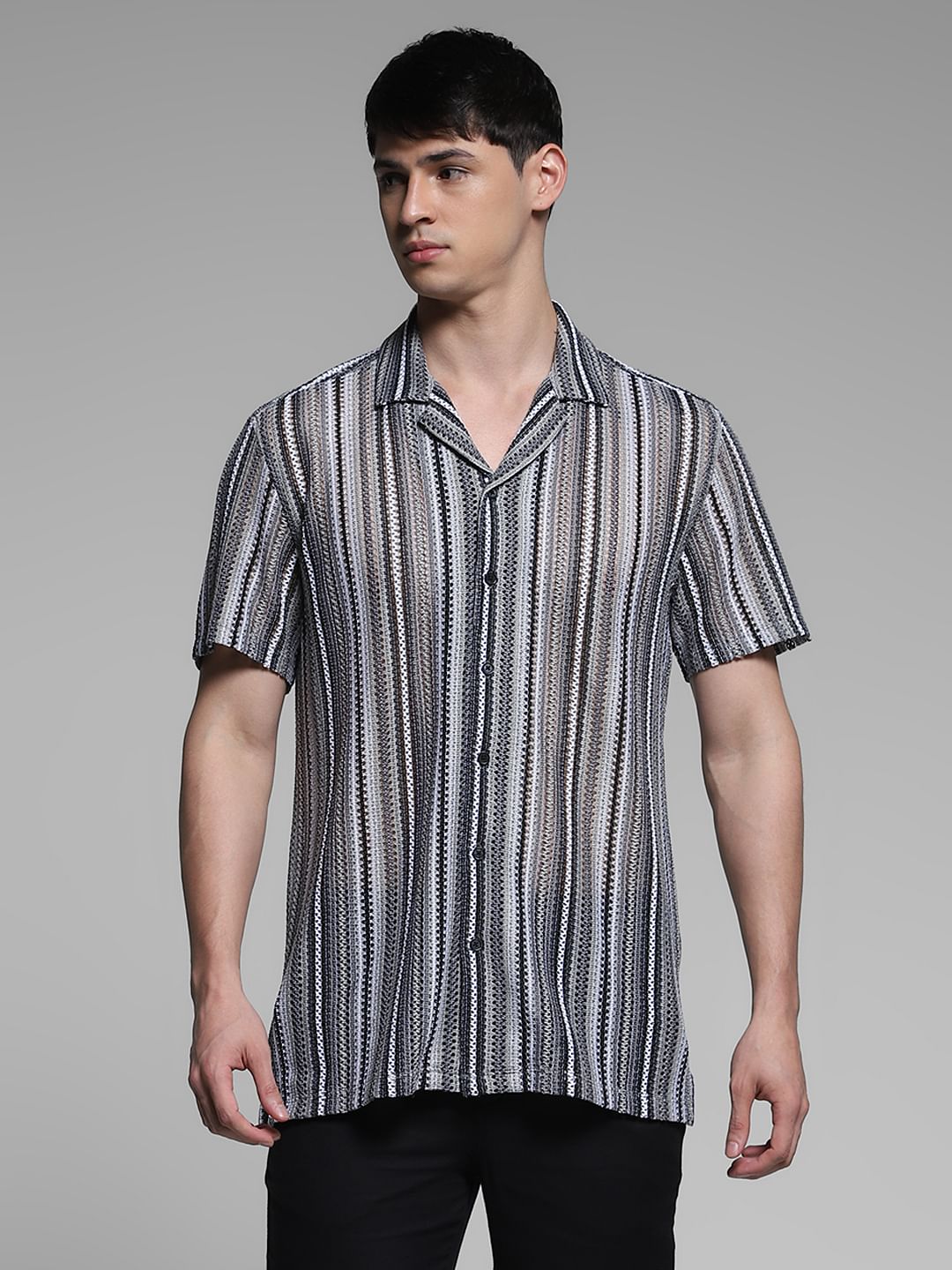 Black Striped Cotton Shirt