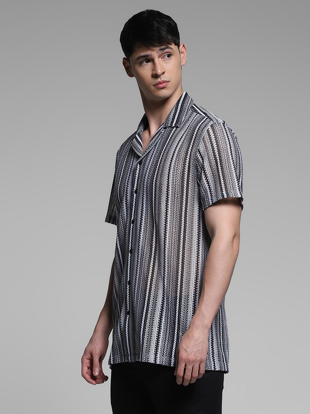 Black Striped Cotton Shirt