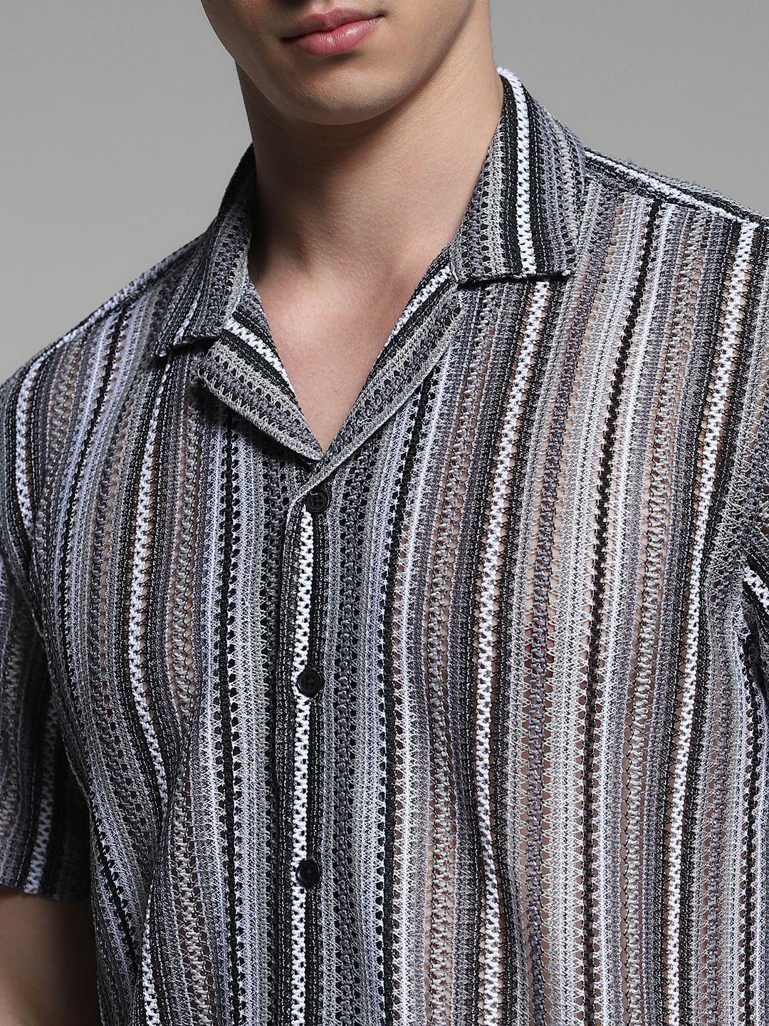 Black Striped Cotton Shirt