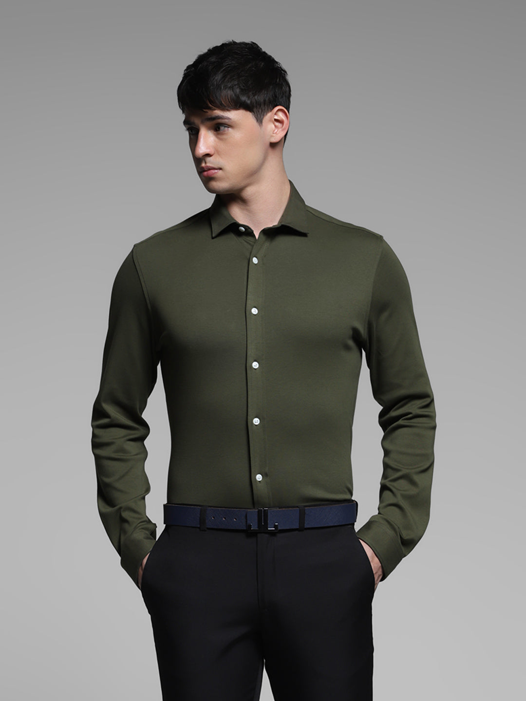 Green Cotton Knit Shirt - L