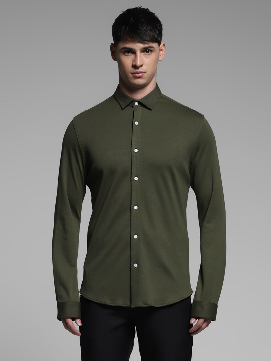 Green Cotton Knit Shirt