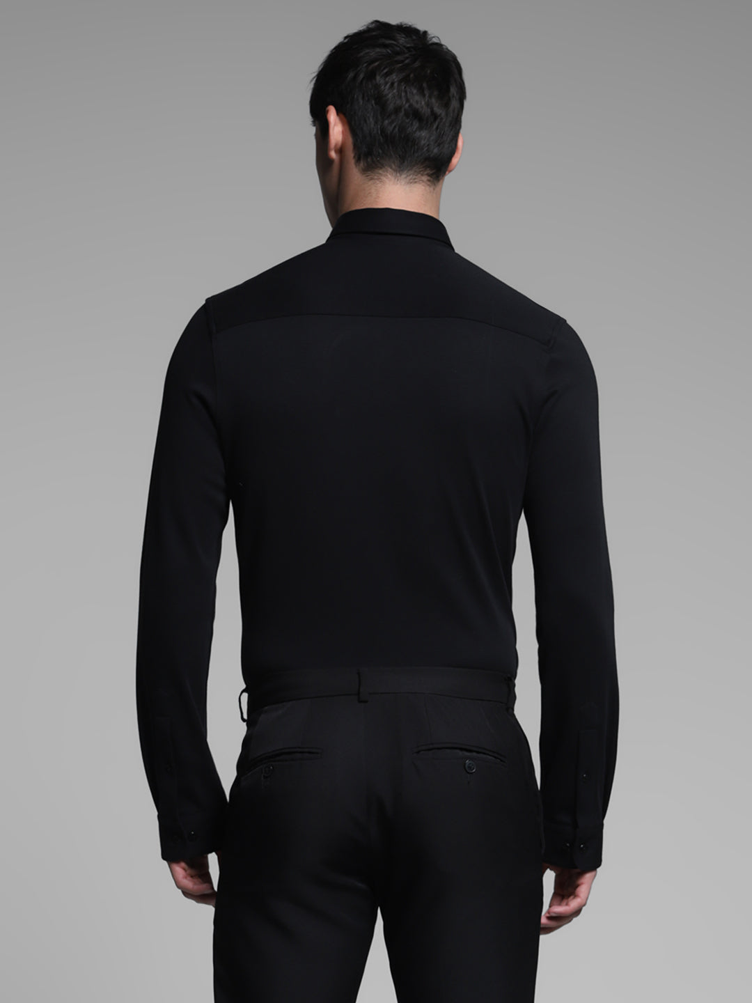 Black Cotton Knit Shirt