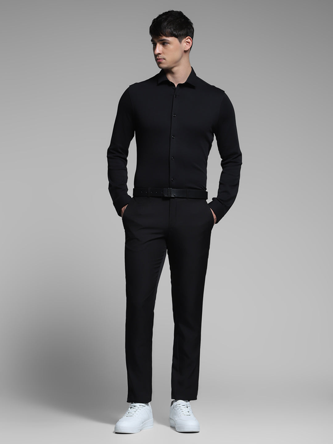 Black Cotton Knit Shirt