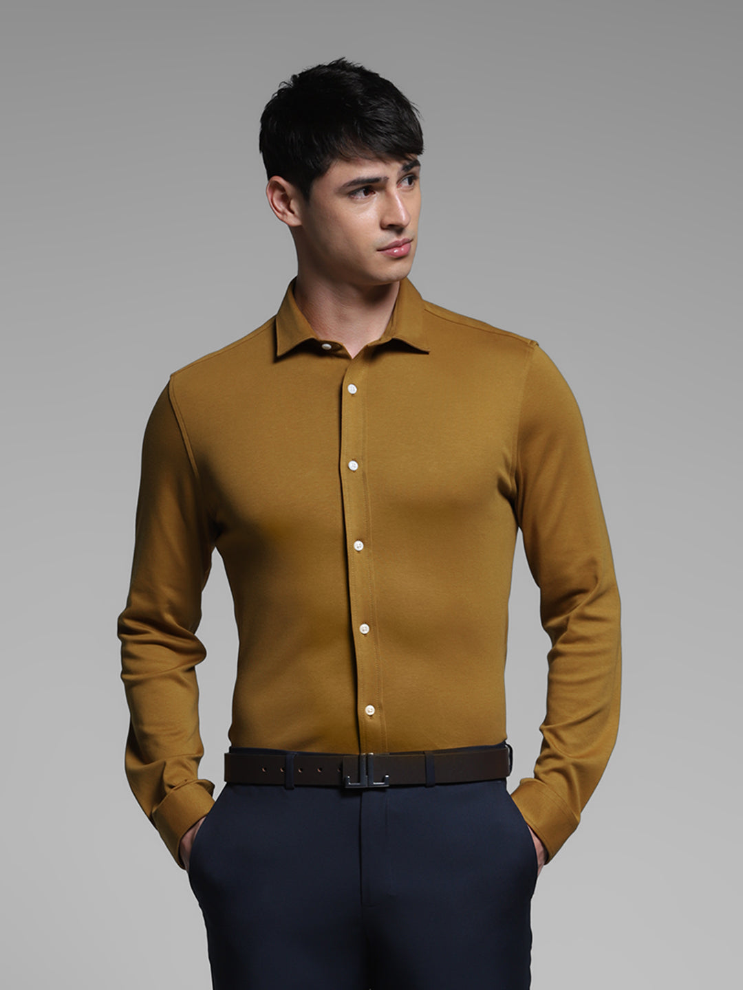 Brown Cotton Knit Shirt