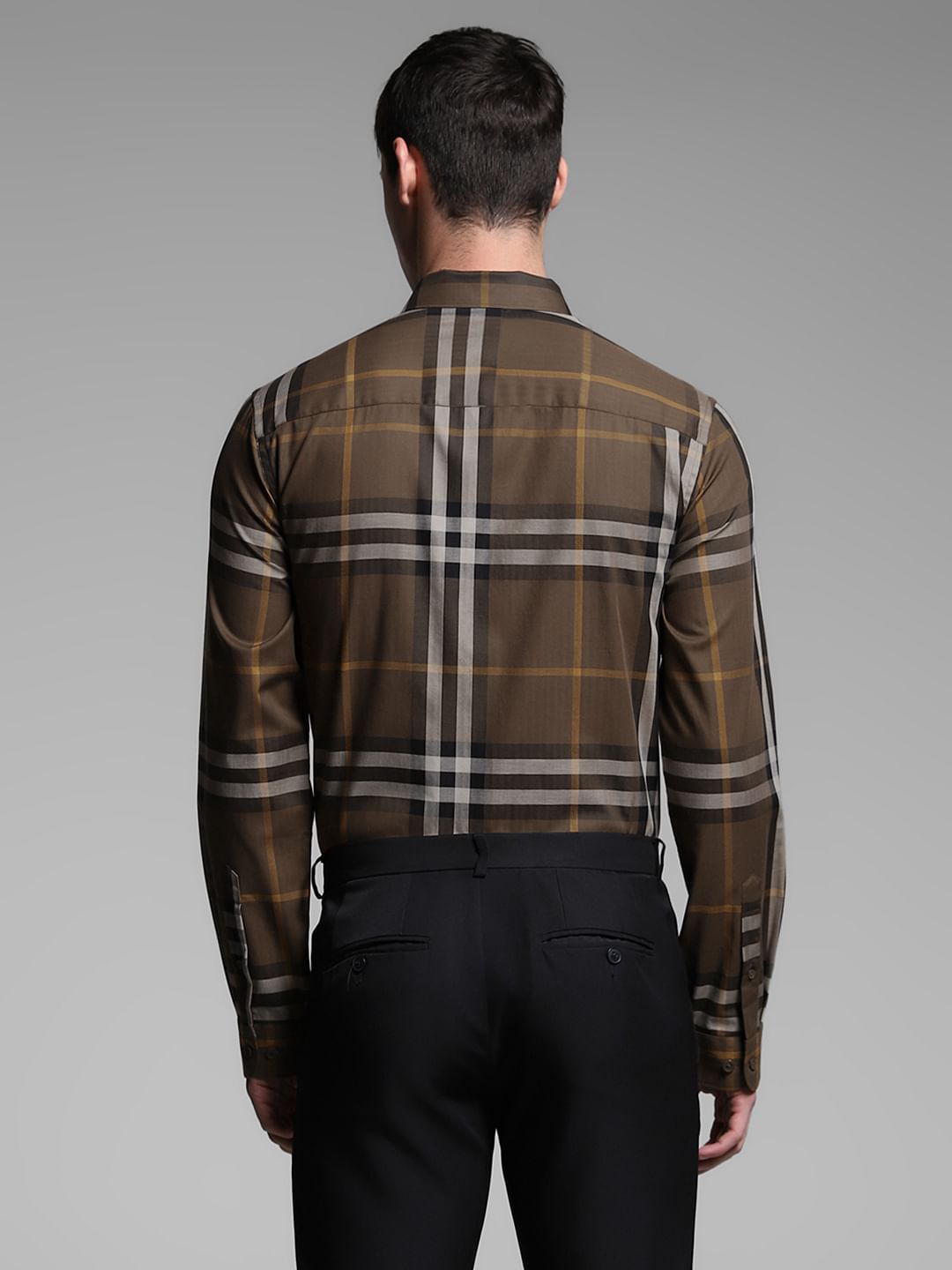 Brown Check Cotton Shirt