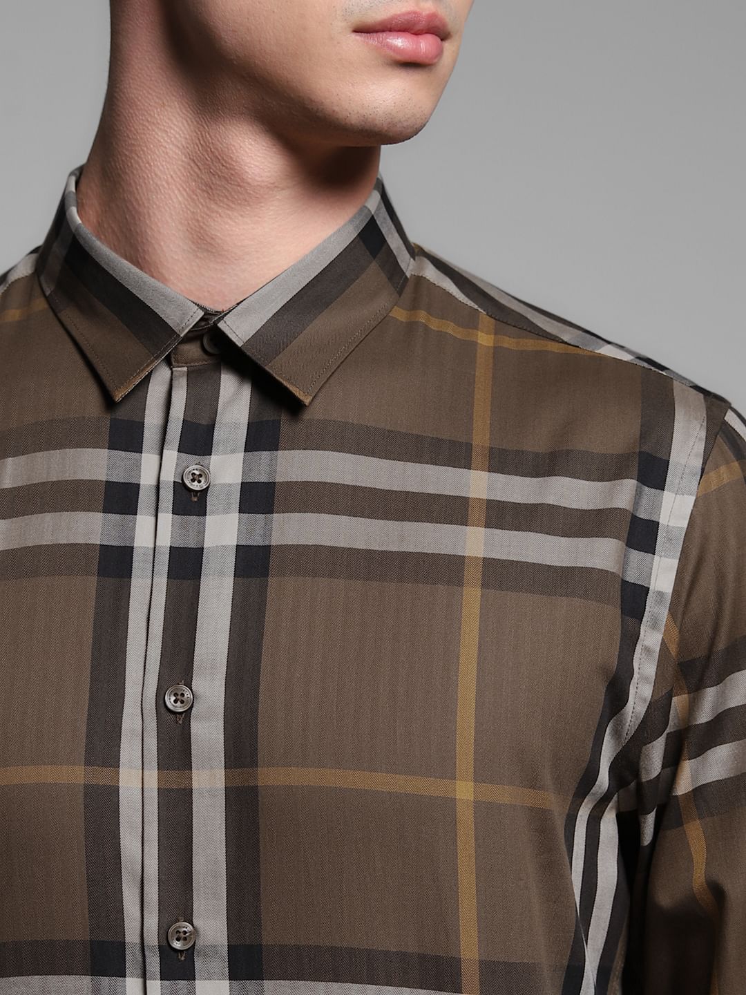 Brown Check Cotton Shirt
