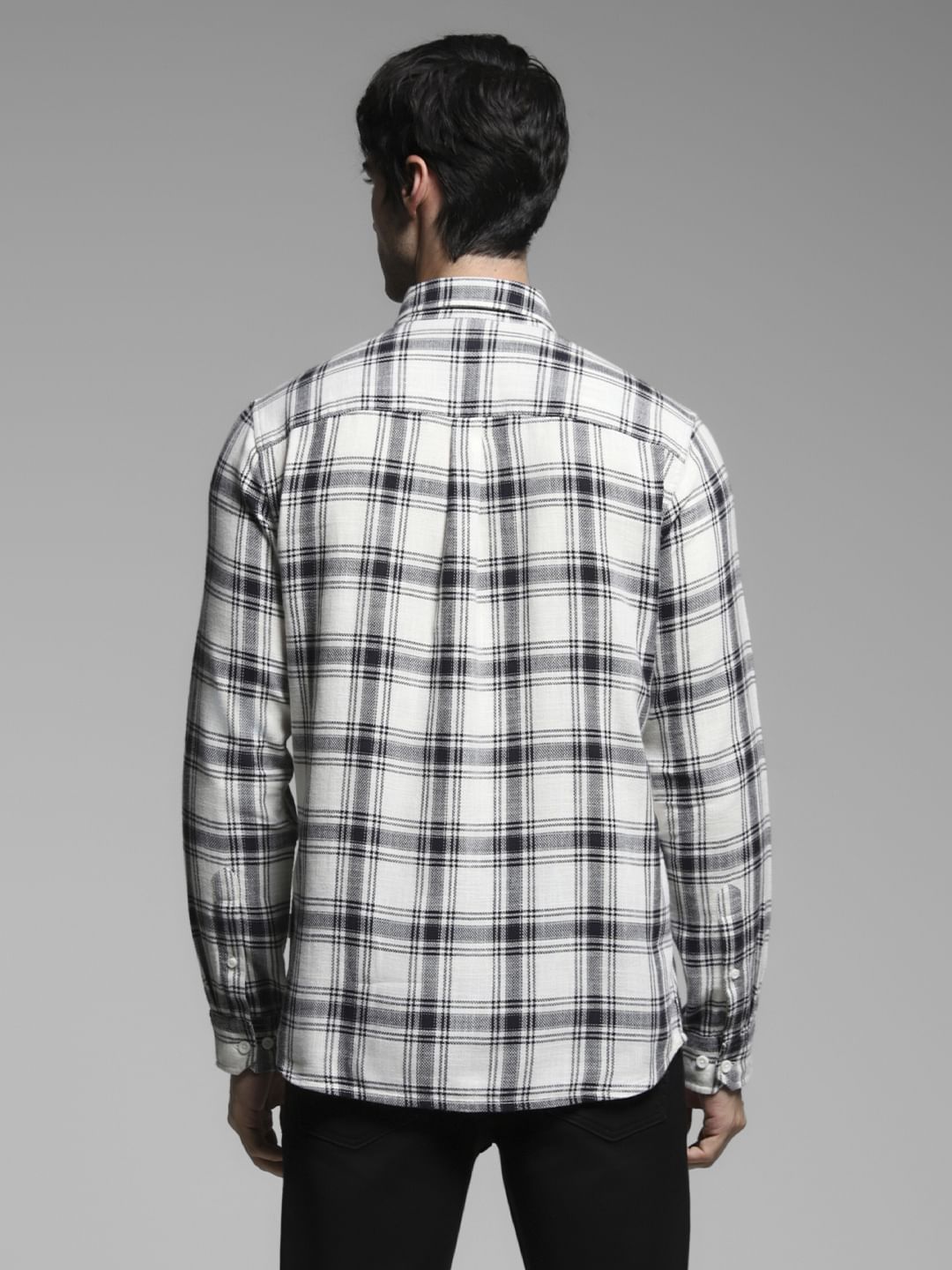 White Check Print Cotton Shirt