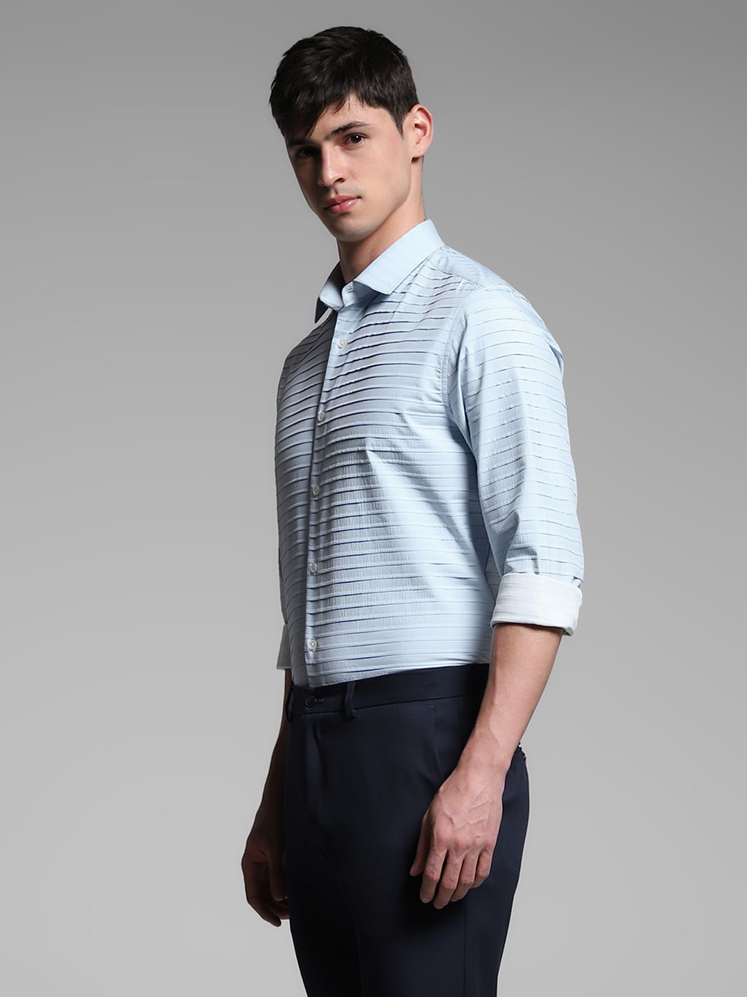 Light Blue Slim Fit Full Sleeves Shirt