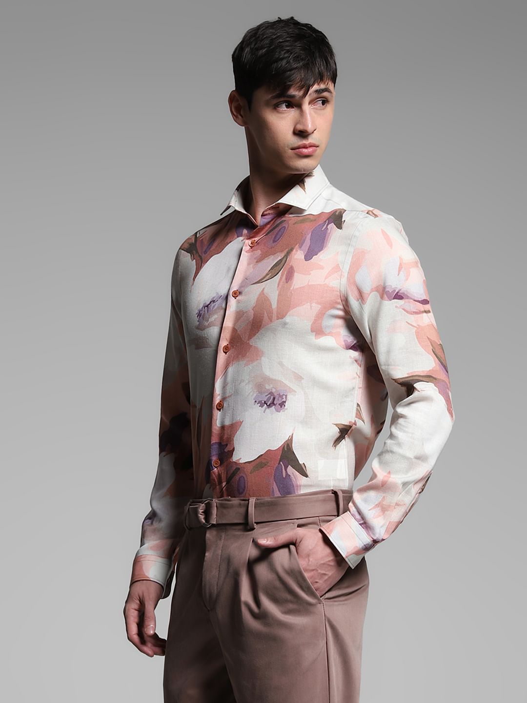 White Printed Cotton Shirt