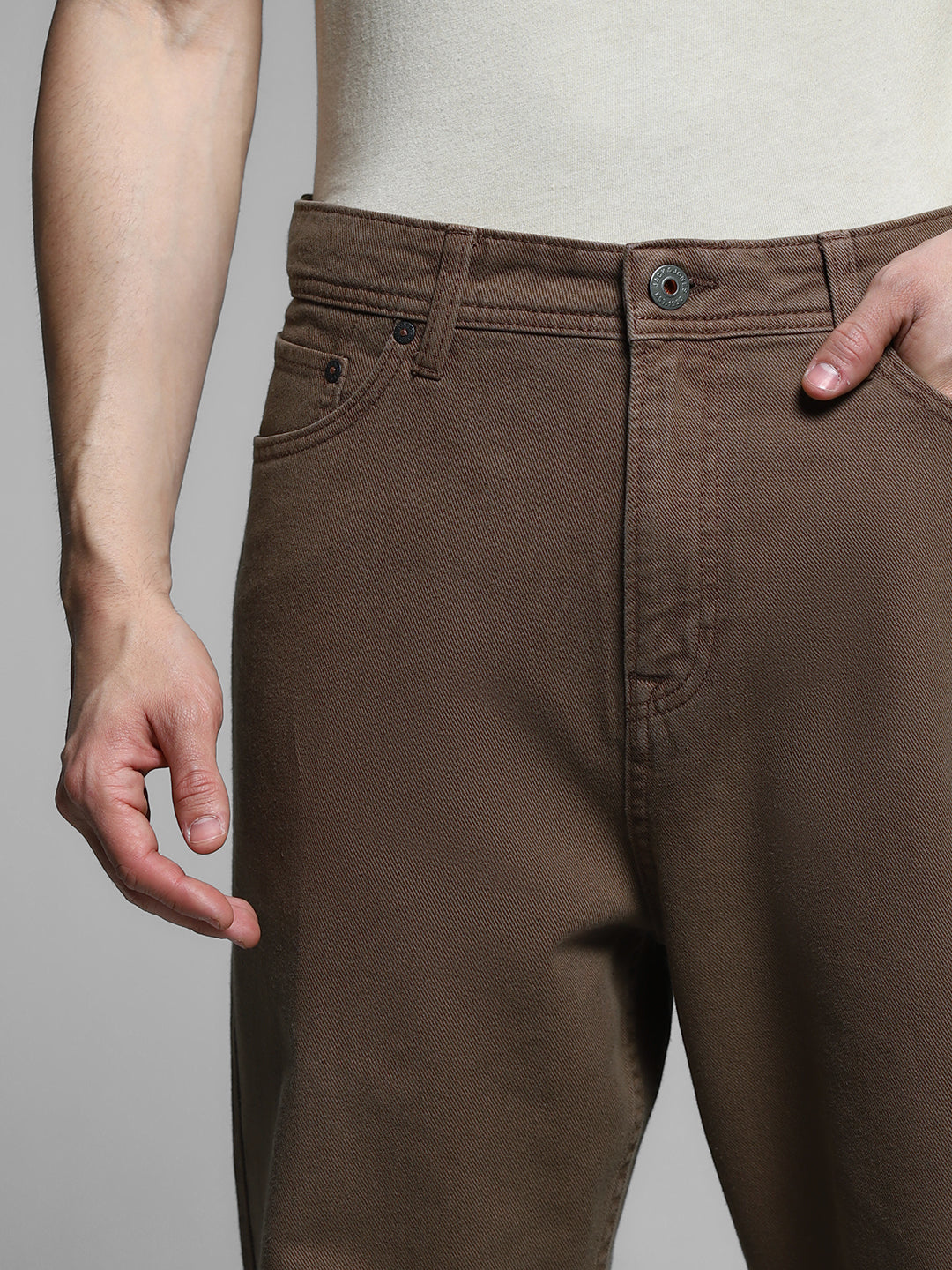 Dark Brown Mid Rise Pants