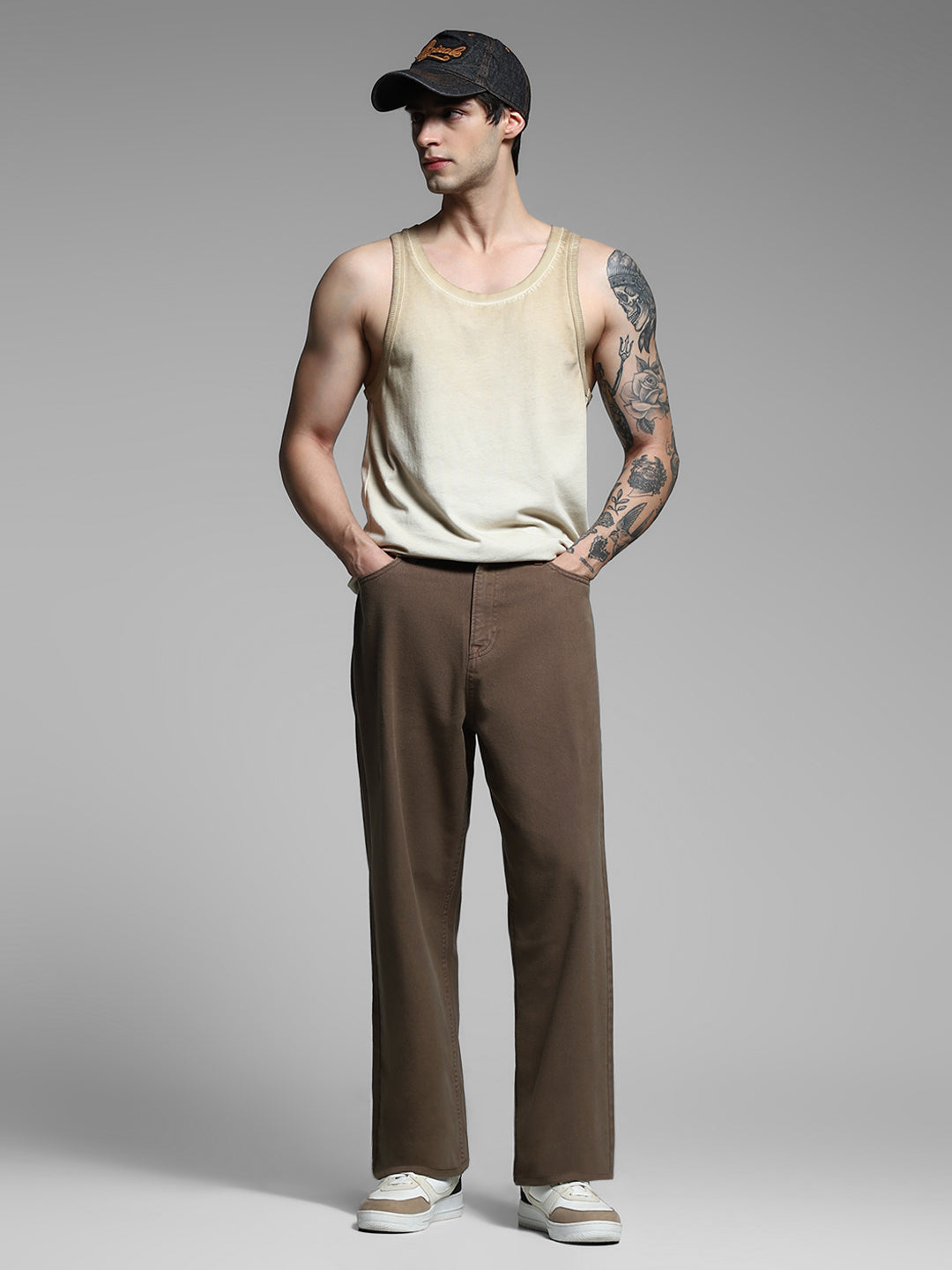 Dark Brown Mid Rise Pants
