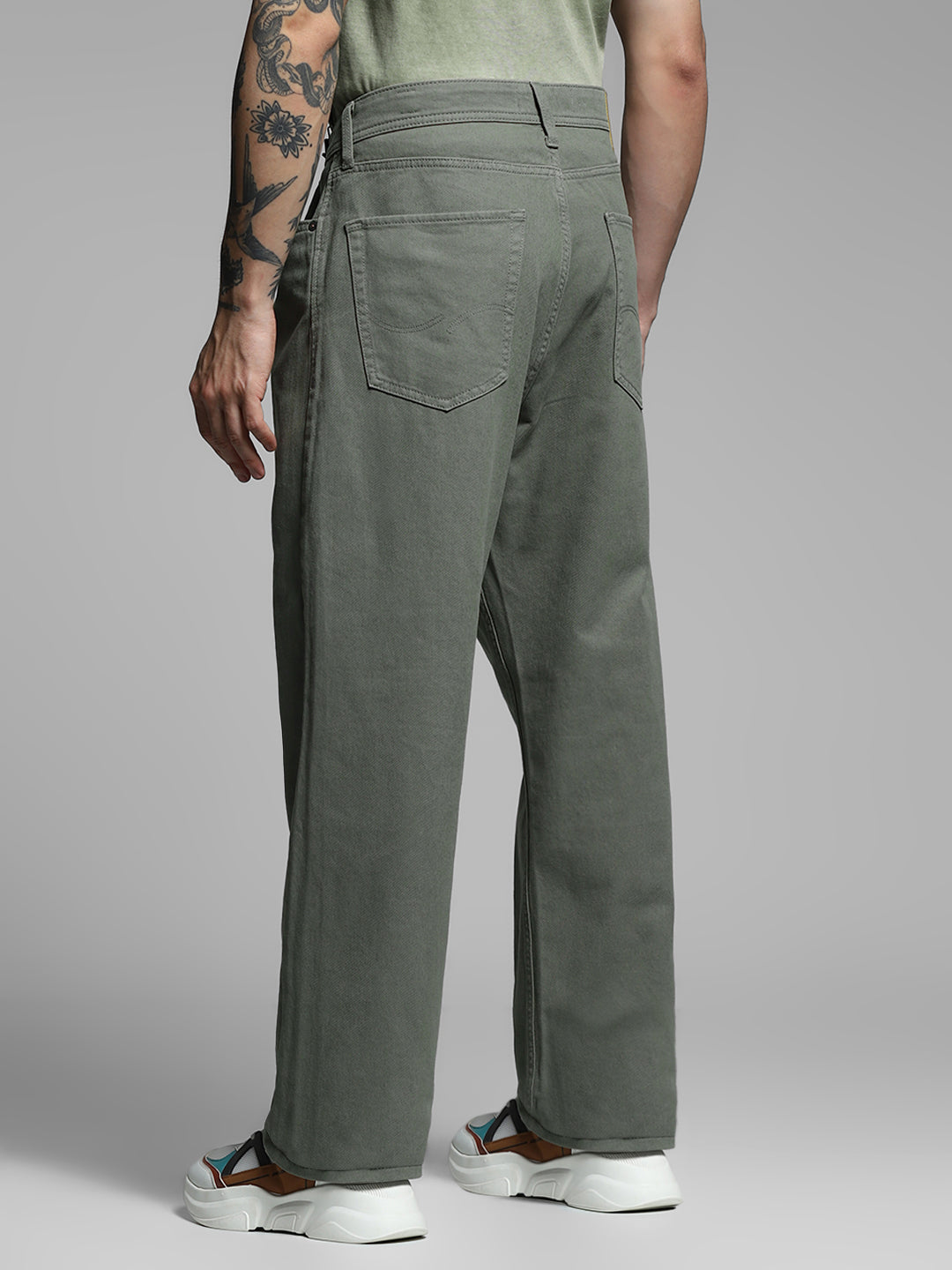 Dark Green Mid Rise Pants