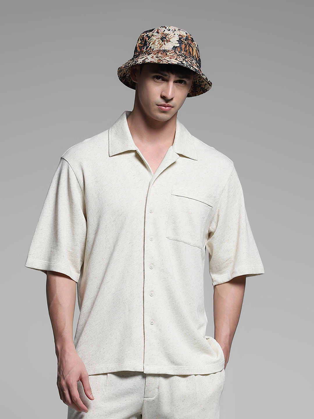 Off-White Cotton Co-ord Oversized Shirt - S