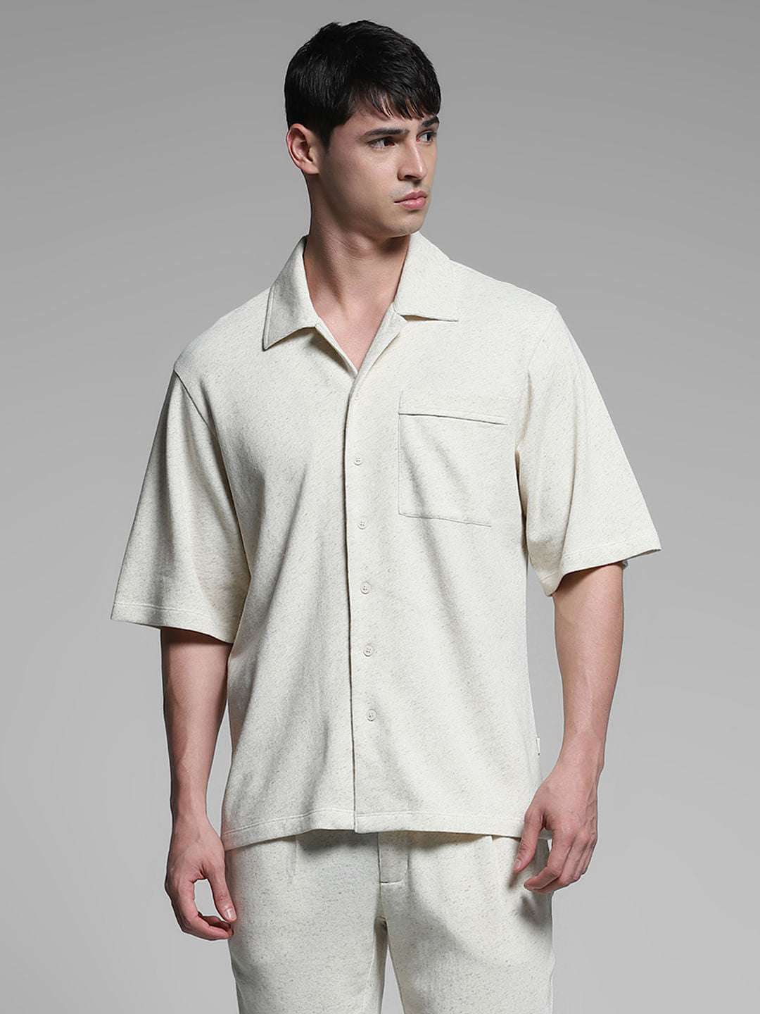 Off-White Cotton Co-ord Oversized Shirt