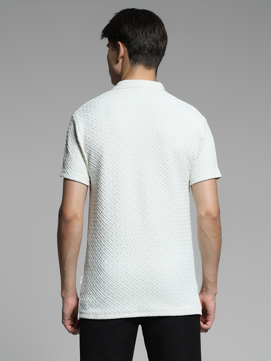 Cream Textured Polo T-shirt