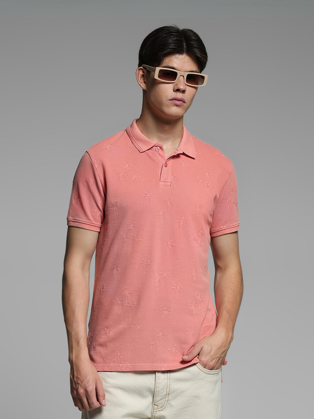 Shell Pink Embroidered Polo - S