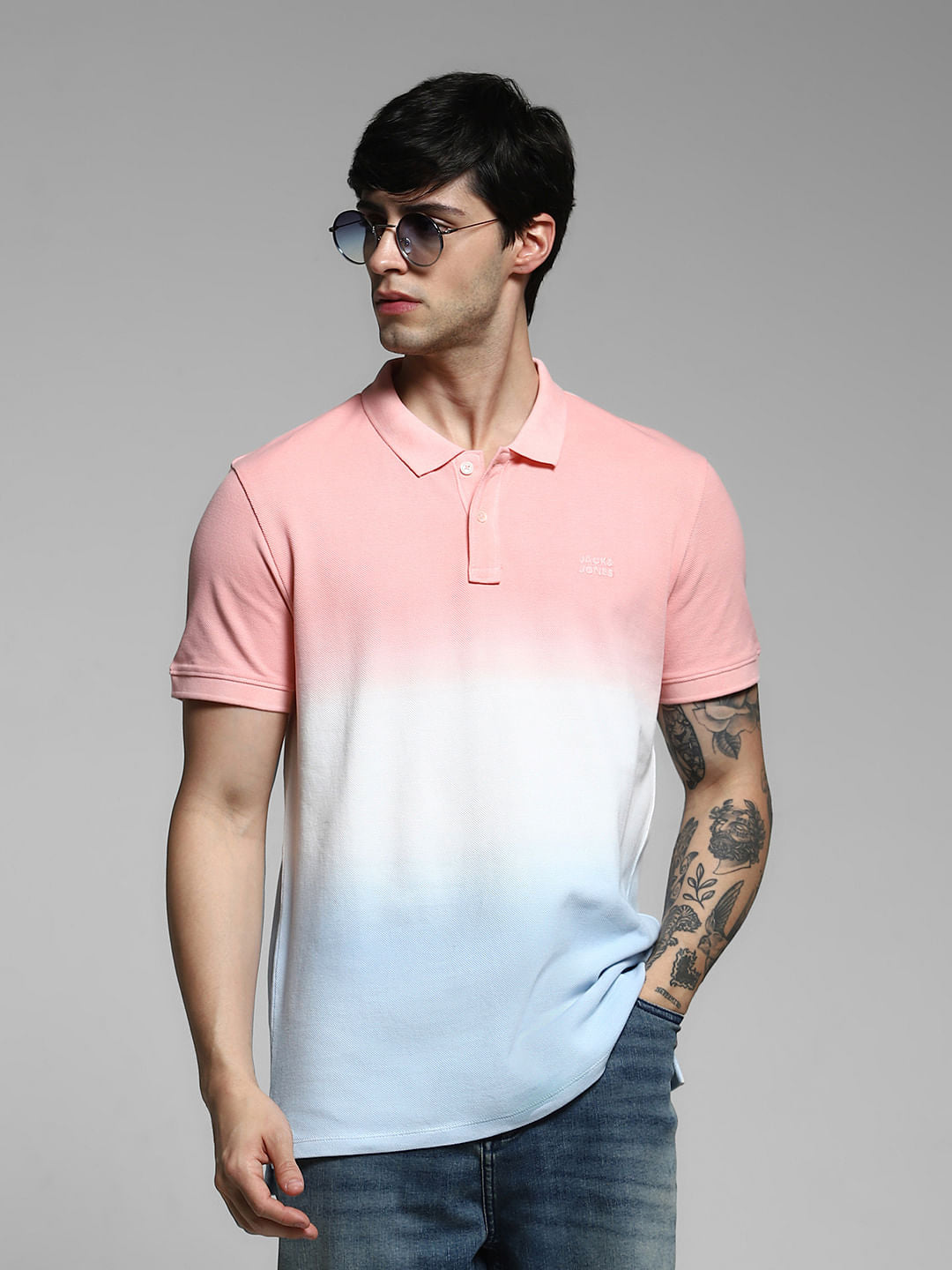 Pink Ombre Cotton Polo - M